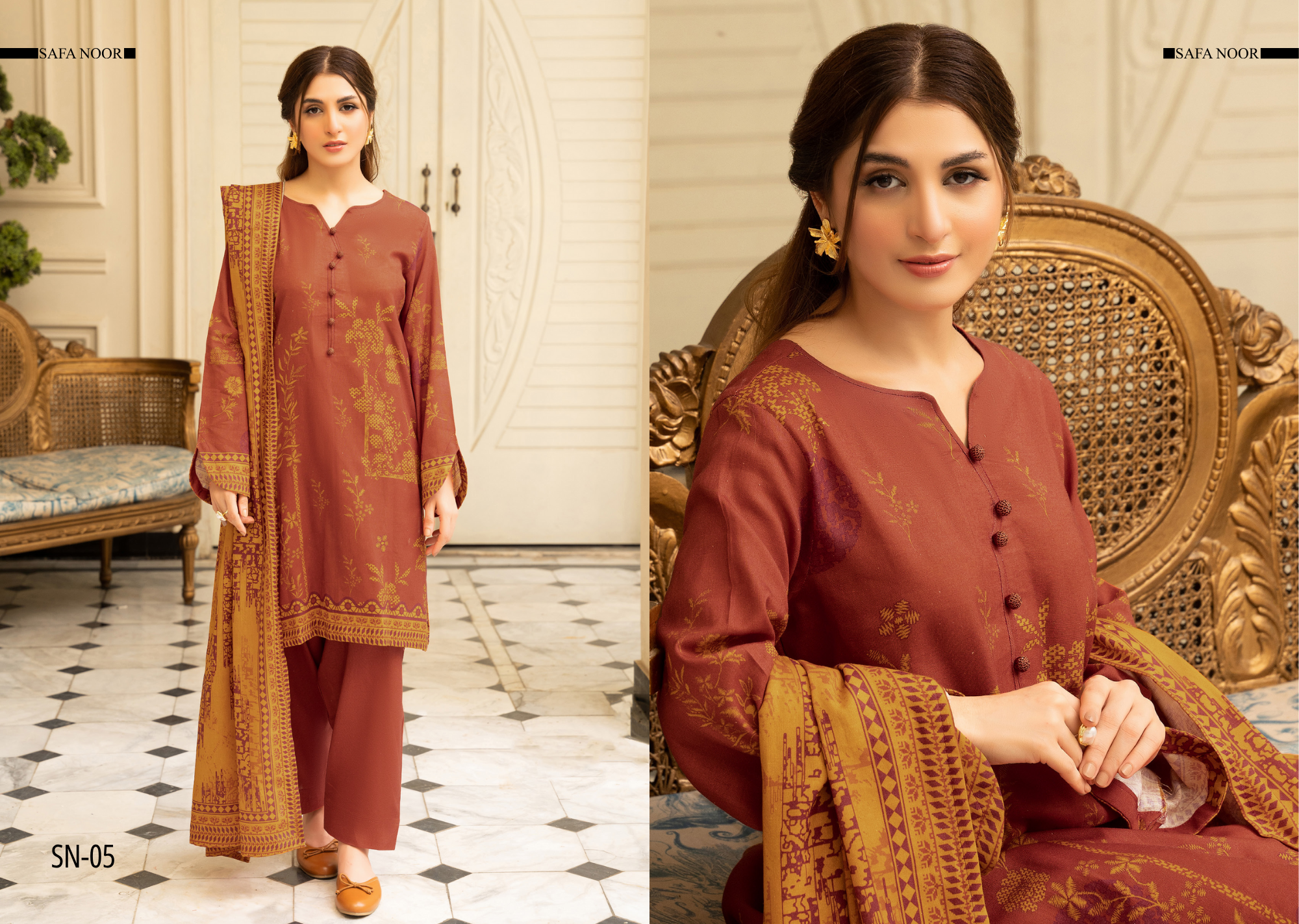 Safa Noor Unstitched Khaddar 3-Piece - SN005