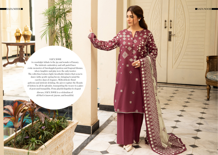 Safa Noor Unstitched Khaddar 3-Piece - SN002