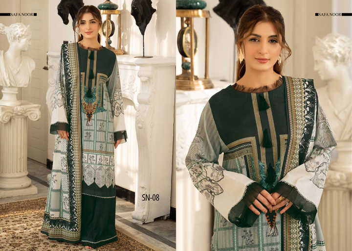 Safa Noor Unstitched Khaddar 3-Piece - SN008