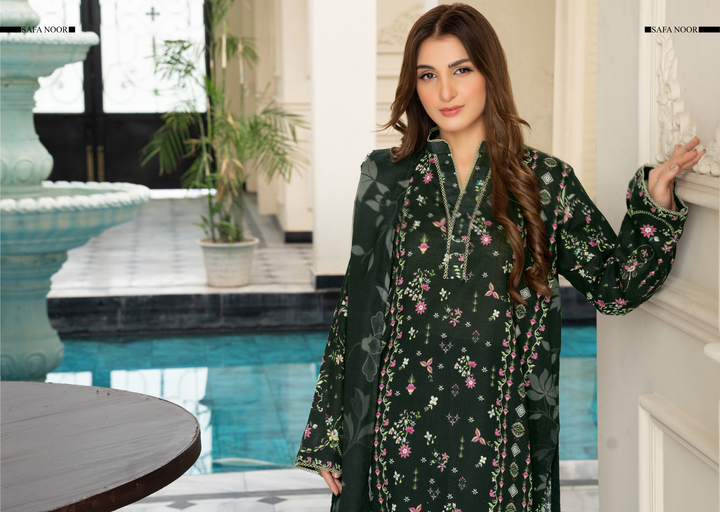 Safa Noor Unstitched Khaddar 3-Piece - SN010