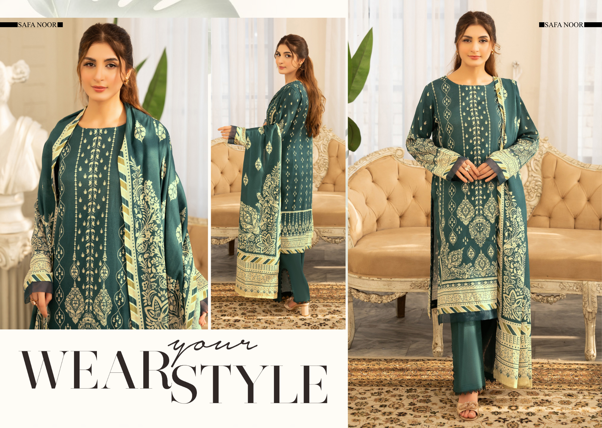 Safa Noor Unstitched Khaddar 3-Piece - SN011