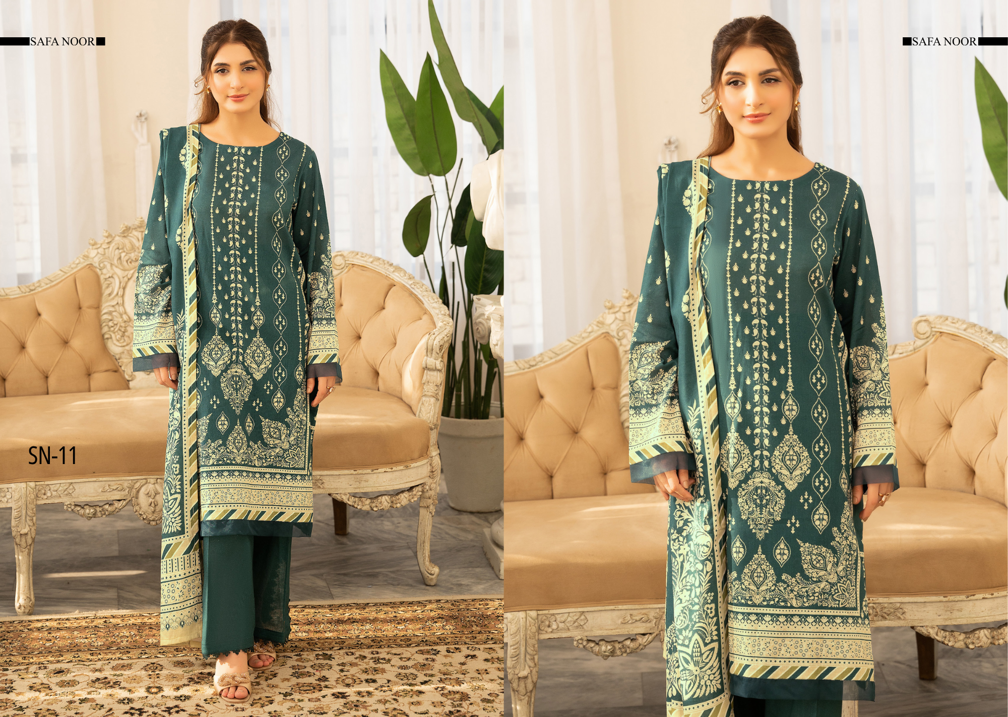 Safa Noor Unstitched Khaddar 3-Piece - SN011