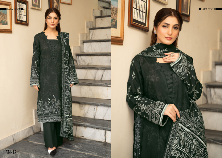 Safa Noor Unstitched Khaddar 3-Piece - SN012
