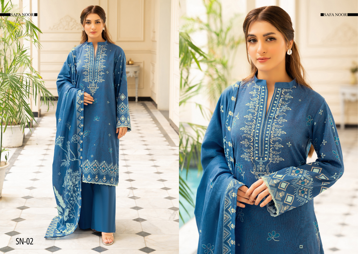 Safa Noor Unstitched Khaddar 3-Piece - SN001