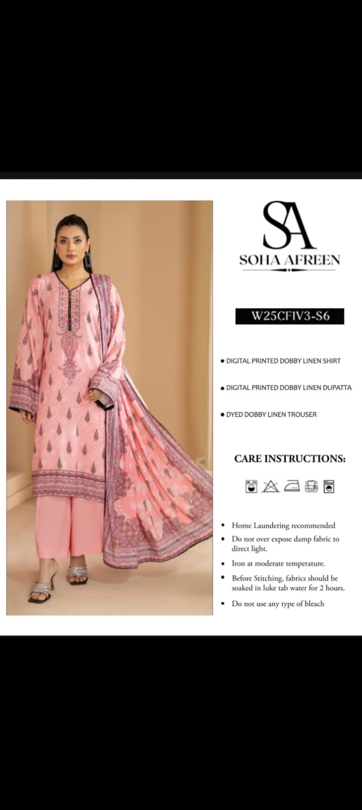 Soha Afreen Unstitched Dobby Linen 3-Piece - SA002