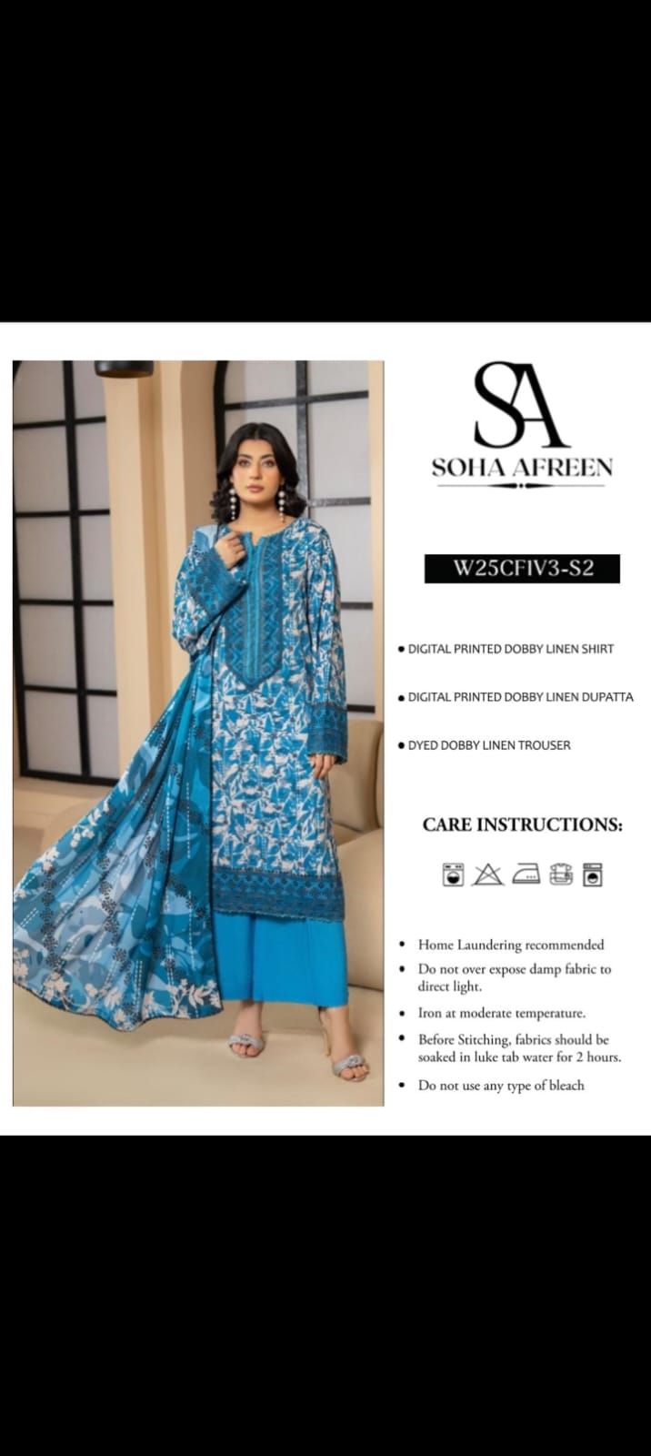 Soha Afreen Unstitched Dobby Linen 3-Piece - SA004