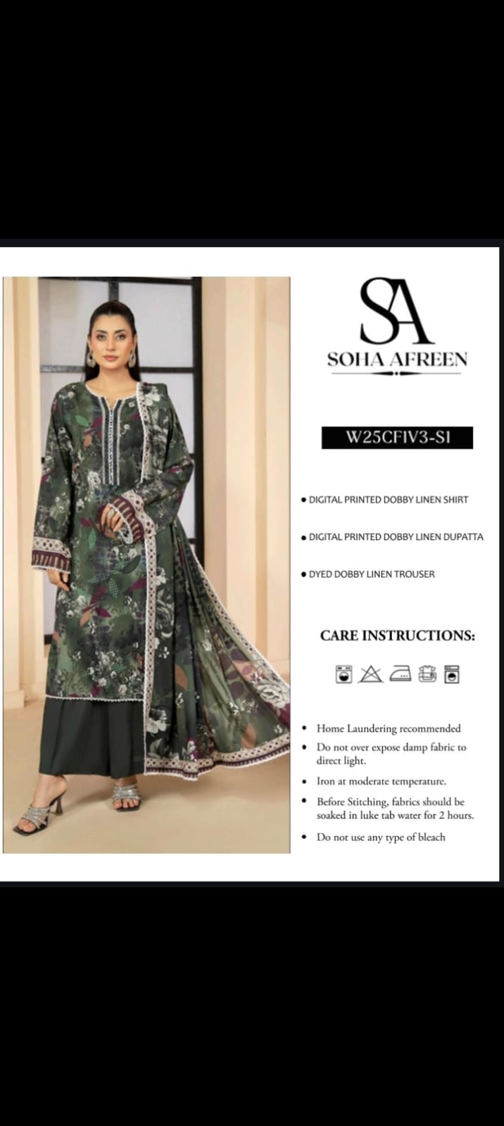 Soha Afreen Unstitched Dobby Linen 3-Piece - SA005