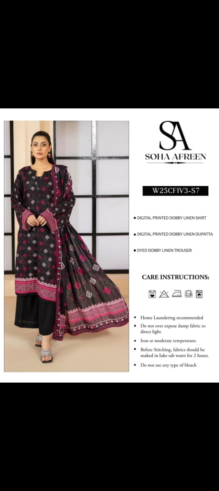 Soha Afreen Unstitched Dobby Linen 3-Piece - SA006