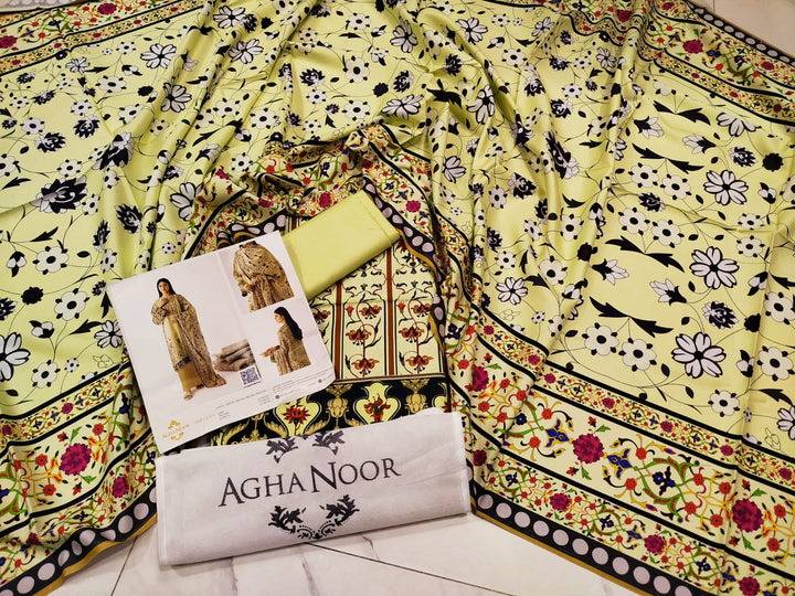 Agha Noor Brand Viscose Linen 3ps - S1