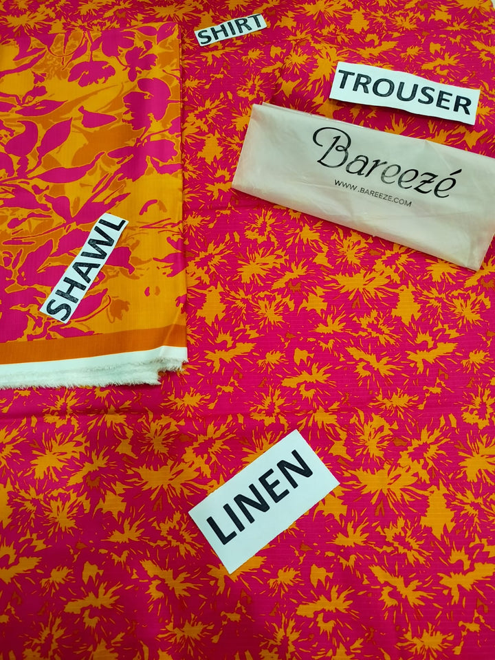 Bareeze Brand Printed Linen Doriya 3ps..S7