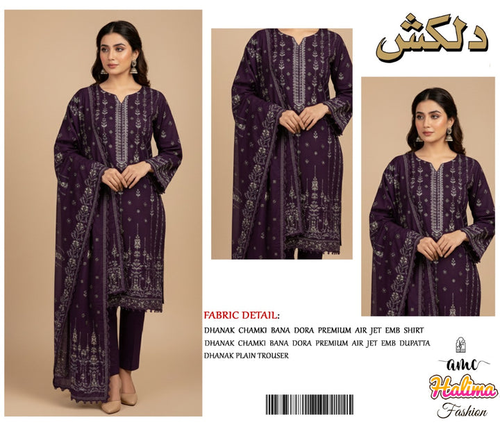 DilKash Dhanak Chamki Bana Dora Embroidery 3ps -S6