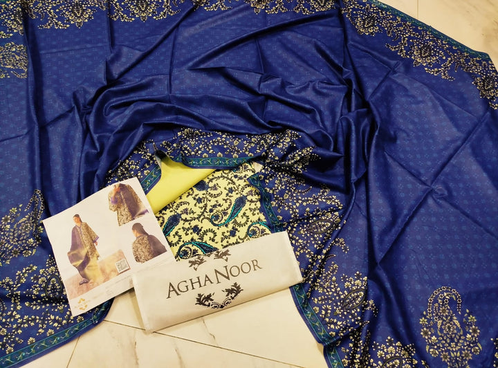 Agha Noor Brand Viscose Linen 3ps - S7