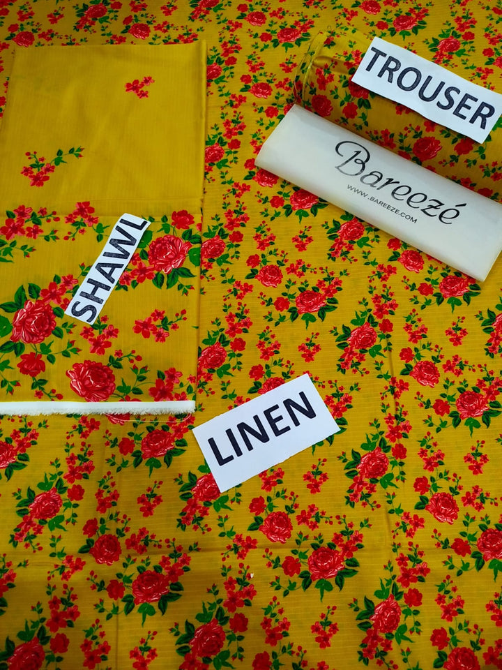 Bareeze Brand Printed Linen Doriya 3ps..S3