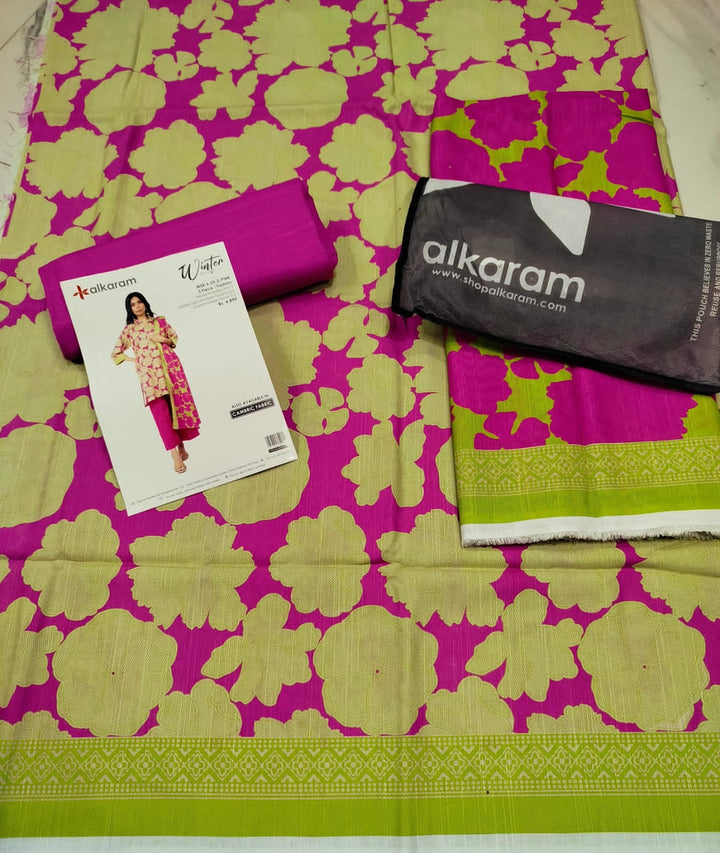 Alkaram Brand Printed Khaddar 3ps - S3