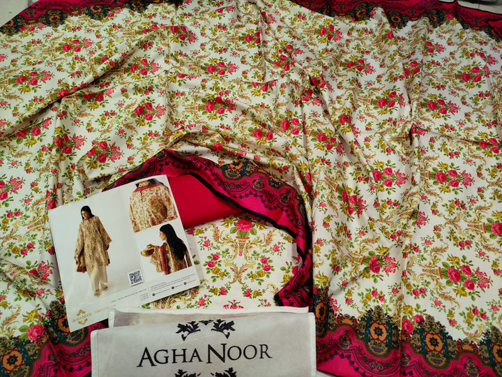 Agha Noor Brand Viscose Linen 3ps - S3