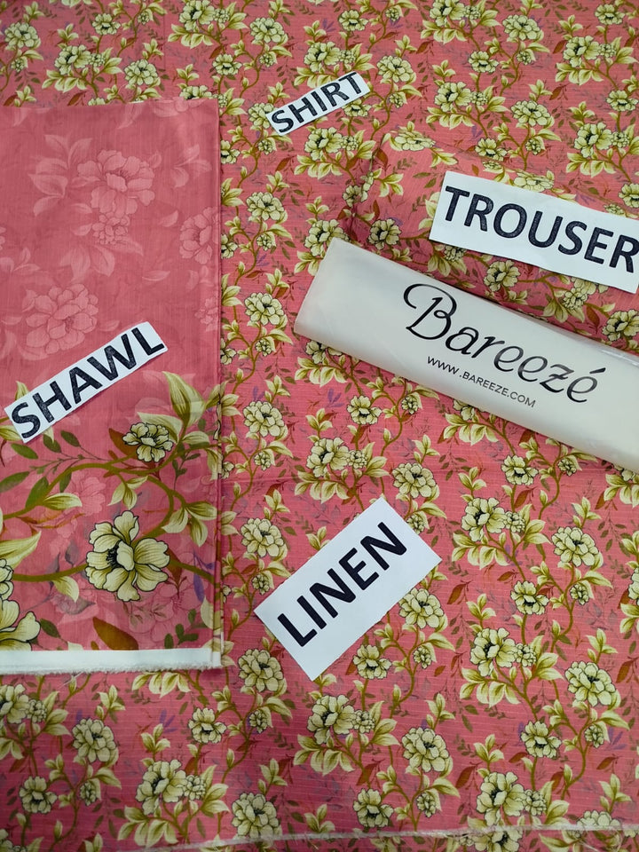 Bareeze Brand Printed Linen Doriya 3ps..S4