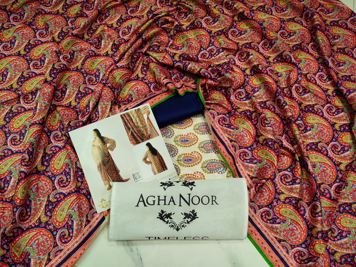 Agha Noor Brand Viscose Linen 3ps - S8