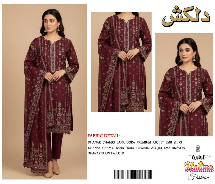 DilKash Dhanak Chamki Bana Dora Embroidery 3ps -S3