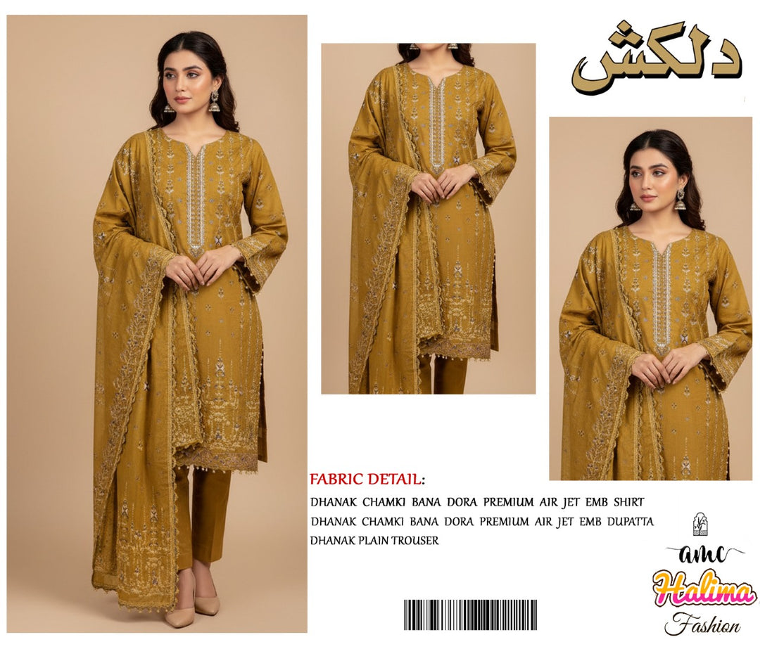 DilKash Dhanak Chamki Bana Dora Embroidery 3ps - S1