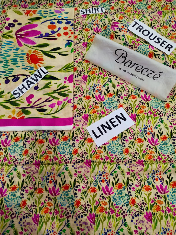 Bareeze Brand Printed Linen Doriya 3ps.. S1