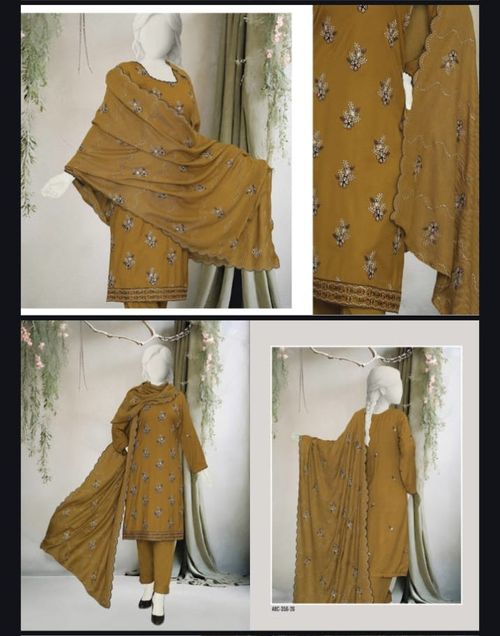 Rimjhim Brand Embroidery winter Slub Shirt Embroidery winter Shawl... S1