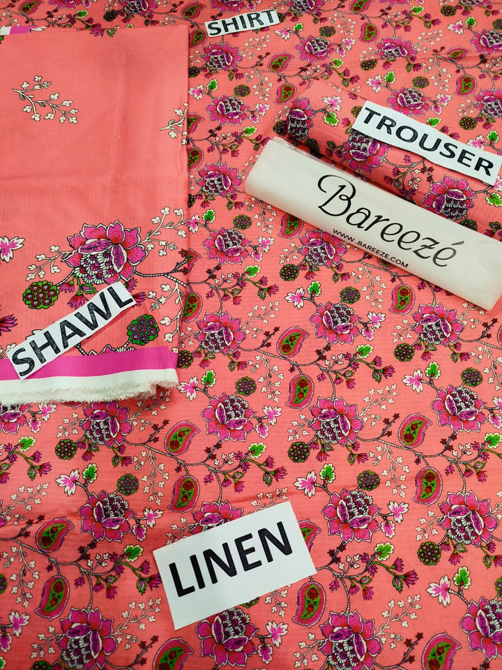 Bareeze Brand Printed Linen Doriya 3ps..S8