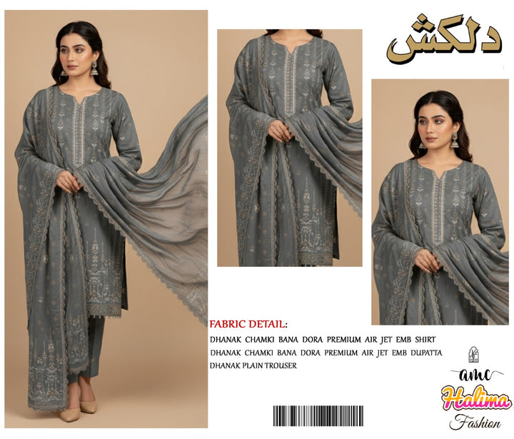 DilKash Dhanak Chamki Bana Dora Embroidery 3ps -S4