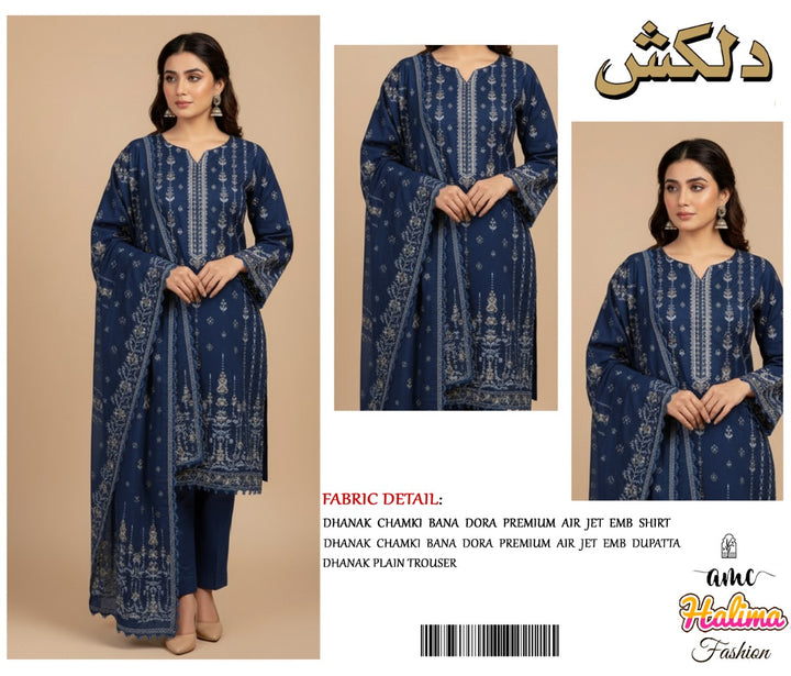 DilKash Dhanak Chamki Bana Dora Embroidery 3ps - S2