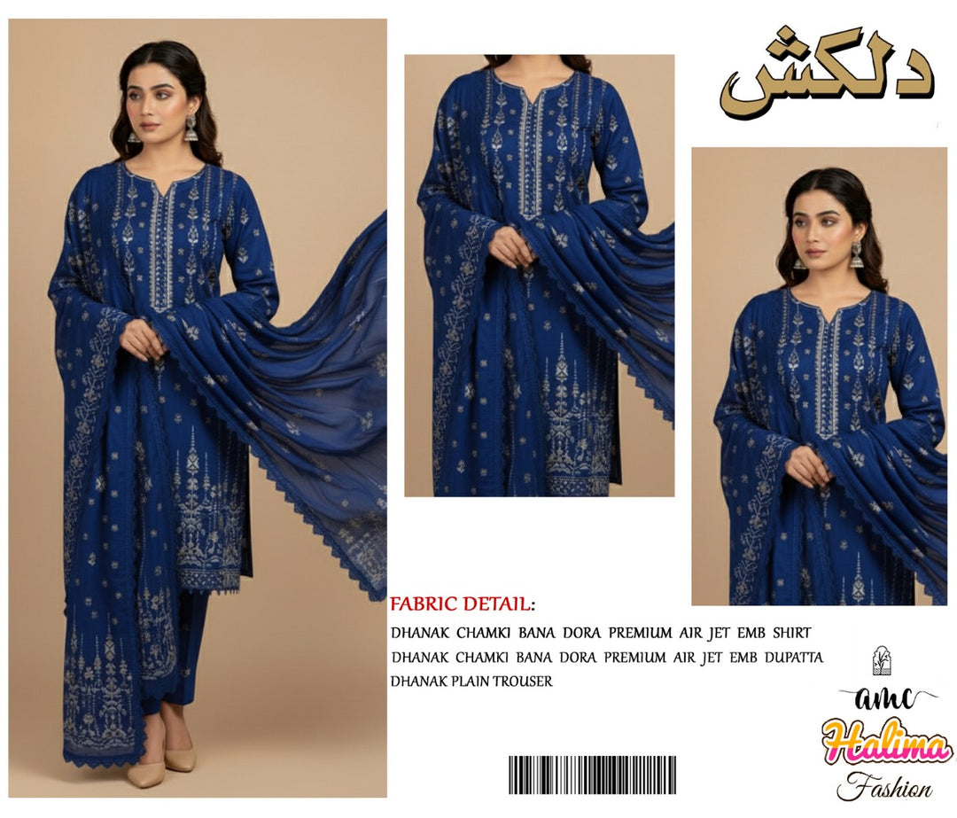 DilKash Dhanak Chamki Bana Dora Embroidery 3ps -S8